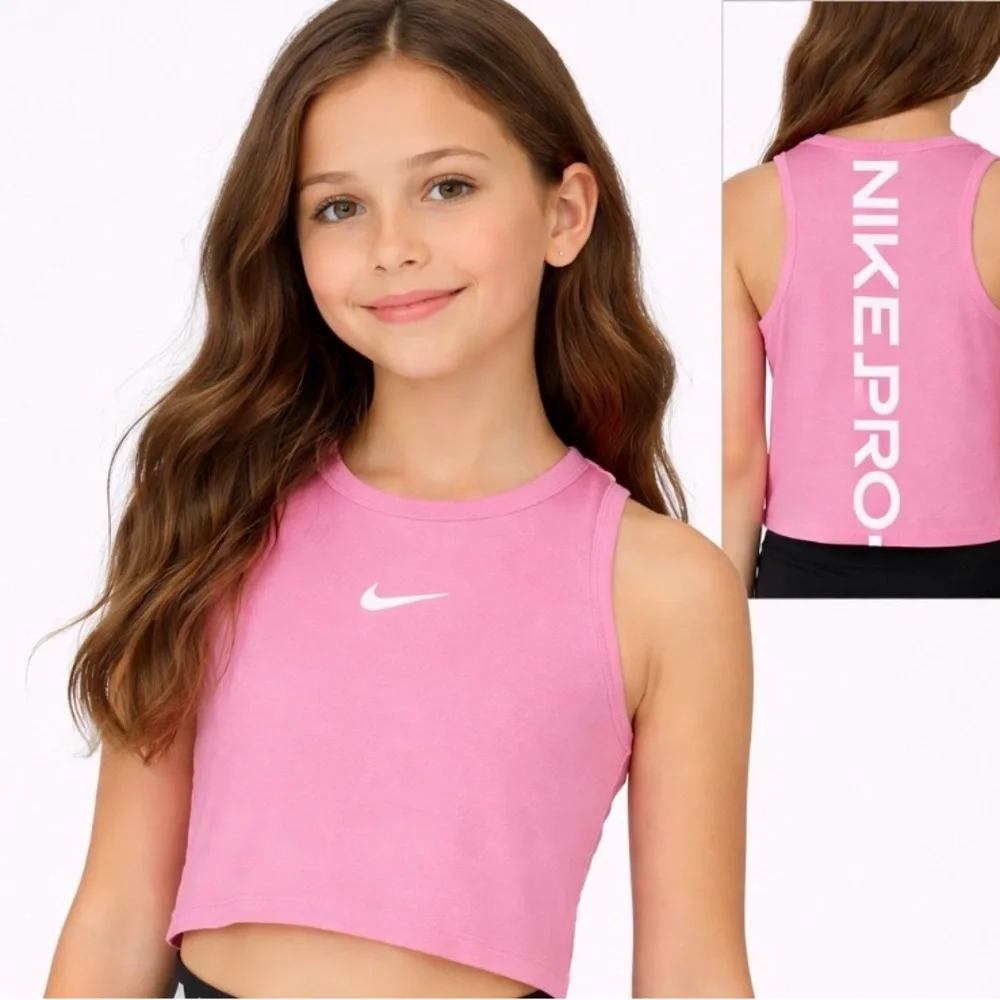 Nike Pro Girls Pink Dri-FIT Sleeveless Athletic Youth size M Tank(A253)✨